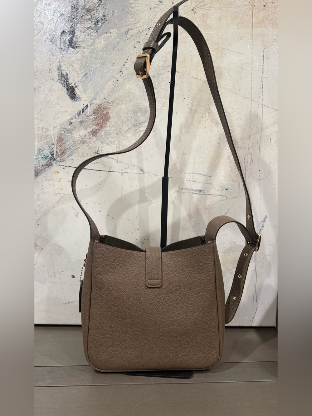 Coach Hadley Convertible Crossbody Bag Dark Stone Pebble Leather - Picture 6 of 11